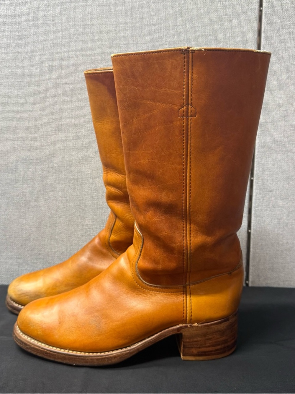 Frye Tan Leather Pull-On Boot Interior Detail